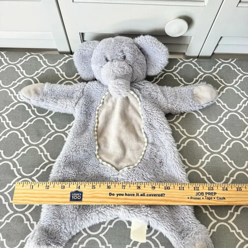 Kellytoy Elephant Lovey Rattle Security Blanket Gray Plush Toy Collectible